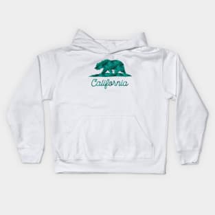 Green Watercolor California State Flag Bear Kids Hoodie